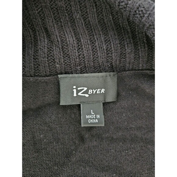 Black Shrug IZ Byer California L Waterfall Open Front Belt Loops Acrylic - Picture 6 of 7